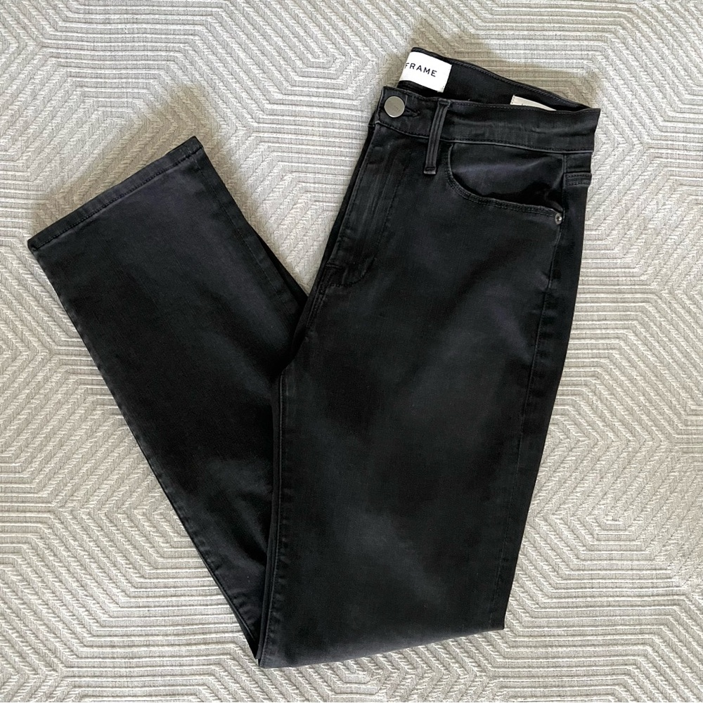 Frame Denim Le High Straight Leg Jeans Maverick Rips Size 28